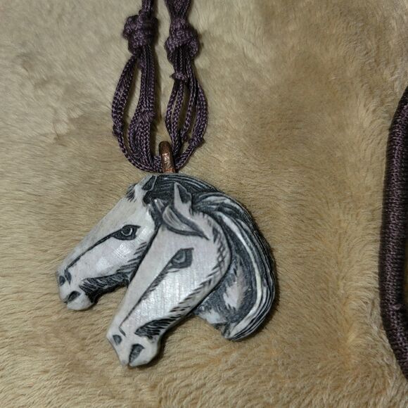 Horse Pendant Antler Necklace (N56) - Picture 3 of 9